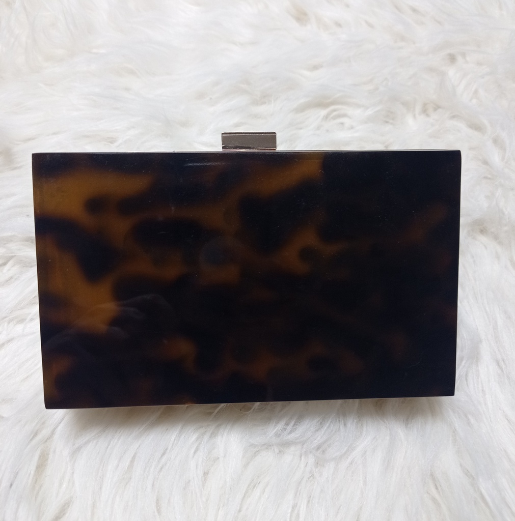BOLSO CLUTCH  NEGRO Y MARRÓN ANACARADO