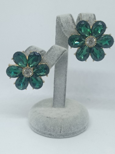 PENDIENTES DE CRISTAL FLOR VERDE