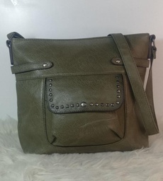 BOLSO VERDE BOLSILLO TACHUELAS