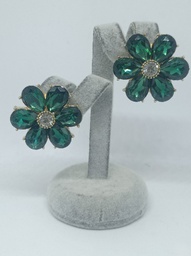PENDIENTES DE CRISTAL FLOR VERDE